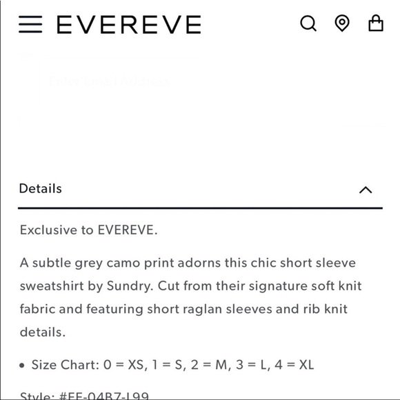 Sundry Evereve Camo Short Sleeve Sweatshirt Size 2 Raglan Sleeve Tan White - Picture 10 of 10